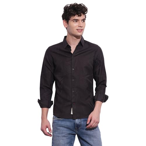 Being Human Black Moderno Fit Regular Collar Long Sleeves Men's Shirt Clothing