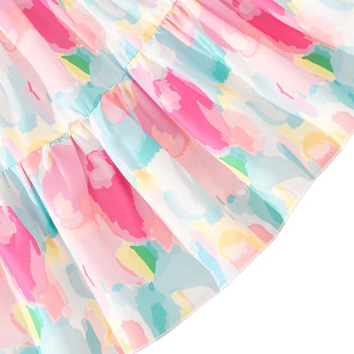 Hopscotch Girls Abstract Polyester Puff Sleeves Fit Flare Plain Casual Dresses In Red Color For Ages 6-7 Years (MTQ-4658877)