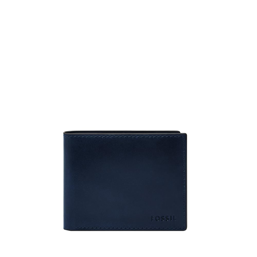 Fossil Mens Leather Derrick Blue Wallet ML3681545