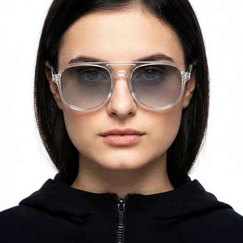 John Jacobs 100% UV Protected | Transparent-Green Full Rim Square | Stylish & Premium Sunglasses | For Men & Women | Large | JJ S13312