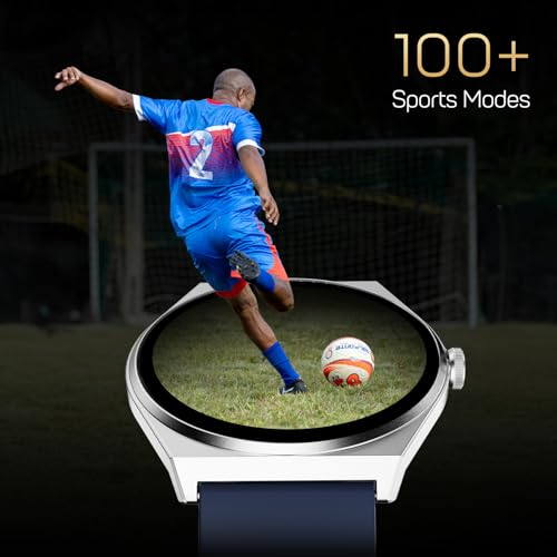 Fire-Boltt Phoenix Nova Smartwatch 1.43” Slim Super AMOLED Display, 466x466 Pixel Always-On Display, Bluetooth Calling, Health Tracker for Men & Women Classic Blue