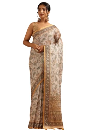 Soch Womens Beige Kota Botanical Saree