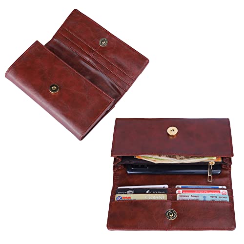 The Clownfish Serina Collection Tapestry Fabric & Faux Leather Snap Flap Style Womens Wallet Clutch Ladies Purse with Card Holders (Blue-Spade Design)