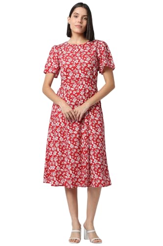 Van Heusen Women's Polyester Modern Above The Knee Dress (VWDRFRGFB78551_Red