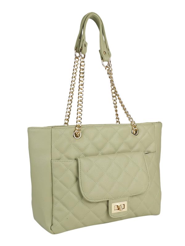 MINI WESST Women's Beautiful Green Solid PU Handheld Bag