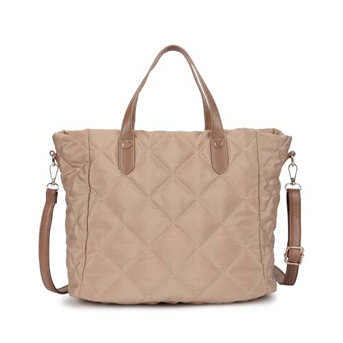 Fastrack Gridline Tote | Nylon Women’s Tote Bag | Diamond-Quilted Design with Dual Carry Options & Multiple Compartments