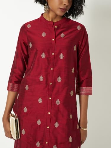 Max Women Embroidered Straight Kurta(Pink_S)