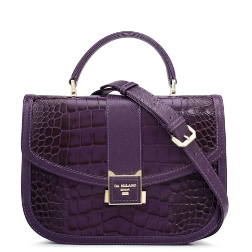 Da Milano Leather Satchel for Women - Purple