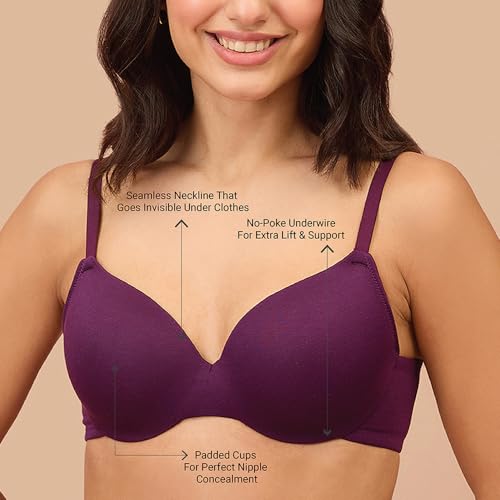 Nykd By Nykaa Super Soft Luxe Modal Padded Cushioned Wire T-Shirt Bra NYB218 Grape