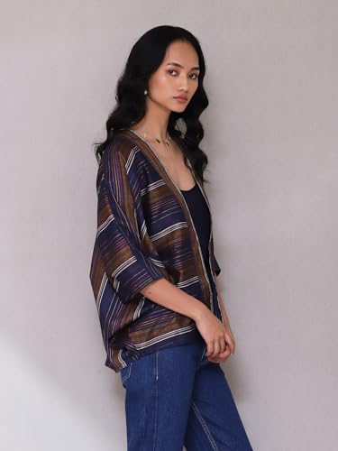 Aarke Ritu Kumar Dark Blue Yarn Dyed Shrug