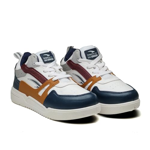 ASIAN Men's MEXICO-11 Casual Sneaker Shoes with Synthetic Upper Lightweight Comfortable Mid Top Sneaker Shoes for Men's & Boy's (WHTNVYMSTD) -UK 2