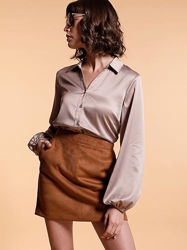 VERO MODA Polyester Western Skirt Cognac