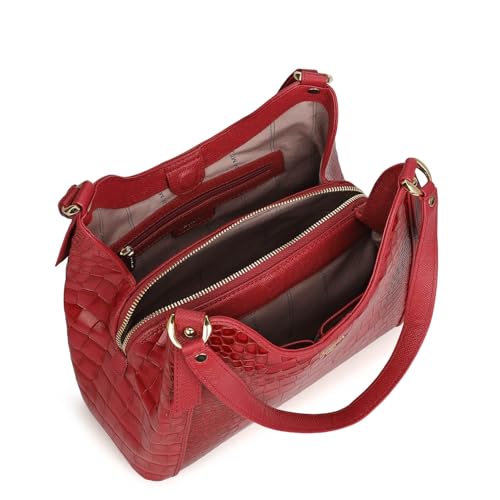 Da Milano Leather Shoulder Bag for Women - Purple (01208M-OL)