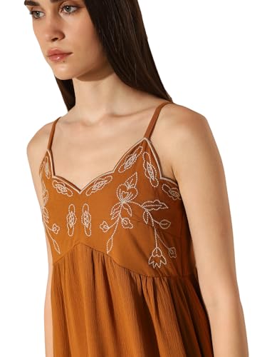 ONLY Women's Fit and Flare Brown Dress