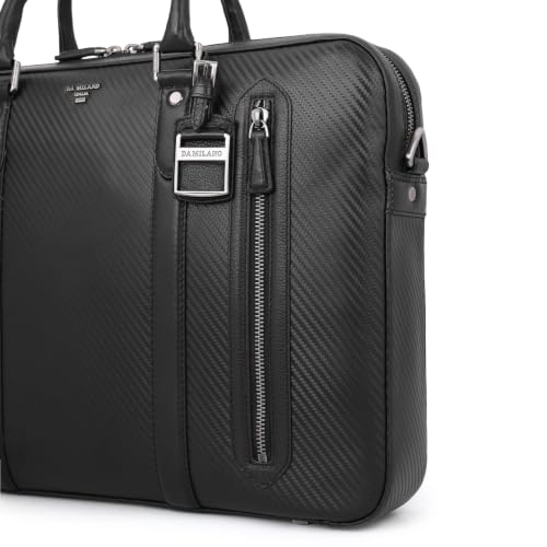 Da Milano Leather Laptop Bag for Men & Women | Laptop Messenger Bag | Ideal for Office Purpose | Fits Upto 16" Laptop - Black