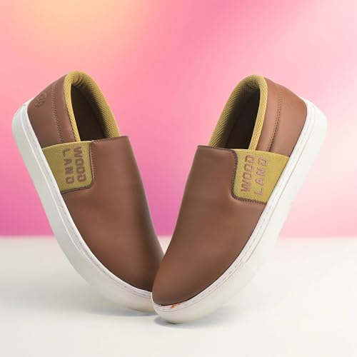 Woodland Men's Tan PU Sneakers-8 UK (42EURO) (SNK 6070023)