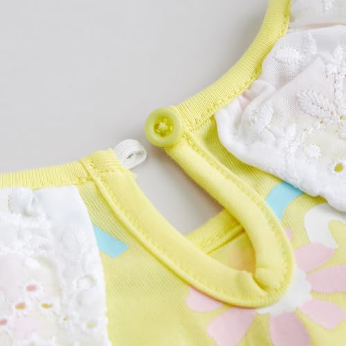 Hopscotch Girls Yellow Short Sleeves 2-Pc Flower Cotton Pant Set For Ages(6-9 Months)