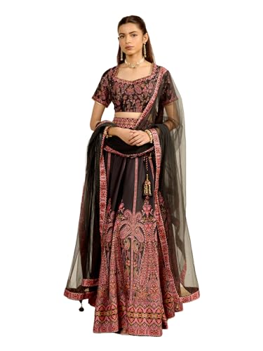 Aarke Ritu Kumar Black Square Neck Blouse With Lehenga And Dupatta