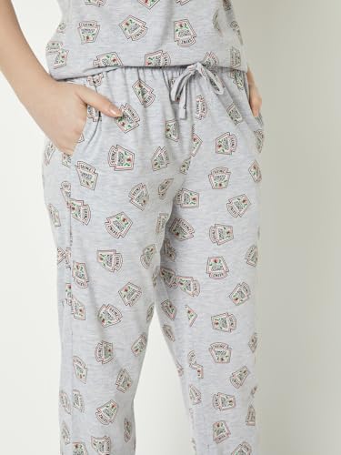 Max Women Printed PJ Set (Grey_XL)