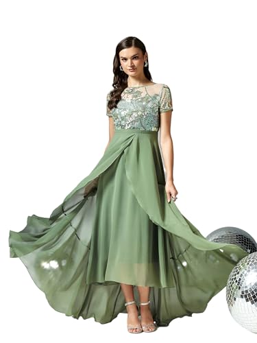 Miss Chase Women’s Embellished Layered Georgette Midi Dress (MCSS23D13-78-297-04, Multicolored Base Light Green, M)