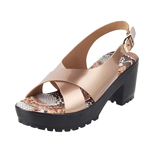 Metro Women Block Heel Fashion Sandal Peach UK/3 EU/36 (33-3189)