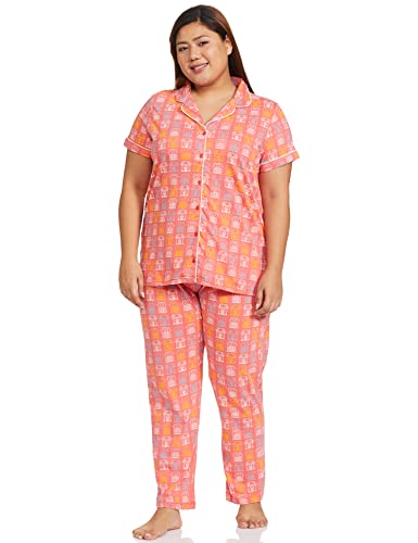 Amazon Brand - Myx Women's PAG 810 0 Pajama Set (SS21-MYX-SLP-05_Peach Auto_XL)