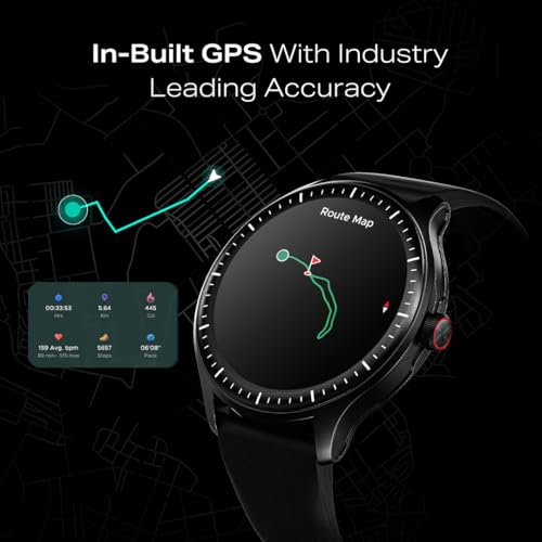 boAt Valour Watch 1 GPS, AI Based Auto Gym Mode,Built-in GPS, Advanced X2 Chip, 6-axis sensors, 3 ATM,15 Days Battery,1.43" AMOLED Display w/Gorilla Glass Smart Watches for Men & Women (Active Black)