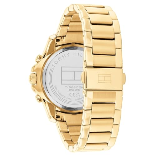 Tommy Hillfiger Brooklyn Quartz Multifunction Black Dial Gold Stainless Steel Strap Watch for Women