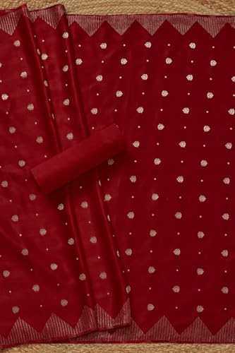 Soch Womens Red Gajji Silk Zari Woven Unstitch Dress Material With Zari Woven