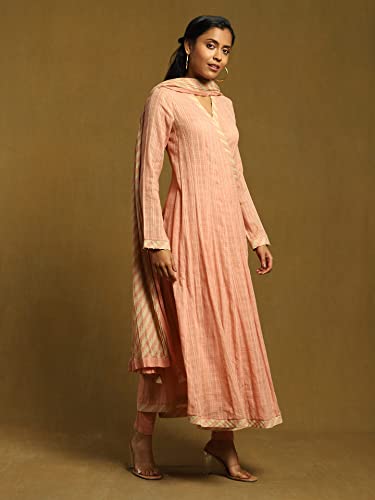 Ritu Kumar Rose Solid Angrakha Style Kurta With Legging And Dupatta