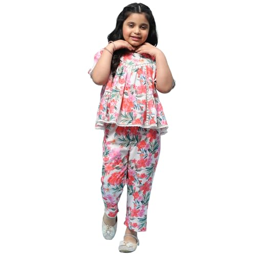 BIBA Girls PRINTED GATHERED KID(KWSAMARKAND5950_OFF WHITE_11)