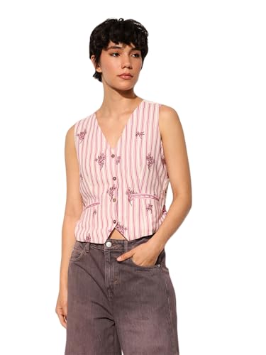 ONLY Women Regular Fit Pink Waistcoat
