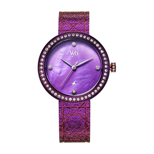 Fastrack Vyb Quartz Analog Purple MOP Dial Dark Purple Mesh Strap Watch for Women-FV60056QM01W