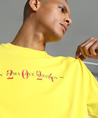 Puma Unisex-Adult Love Marathon Graphic Tee, Court Yellow, M (62440734)