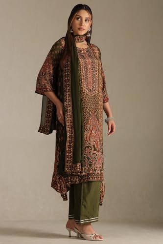 Soch Women's Crepe Salwar Suit Set (EWA5CD22201_Olive
