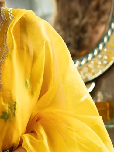 FUSIONIC Featuring Yellow Color Ethnic wear Gown Set with Dupatta - L