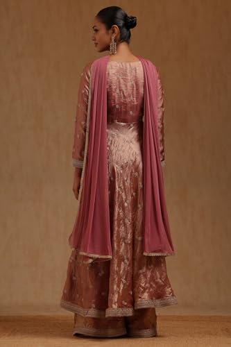 Soch Womens Onion Pink Fendi Embroidered Suit Set With Mirror And Pearl