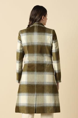Women Olive Check Casual Jacket