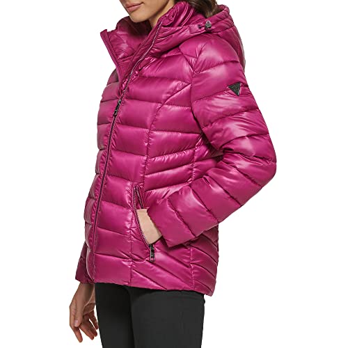 GUESS Women's Mid-Weight Hooded Jacket, Magenta, S