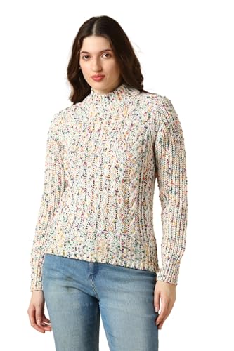 Women Multi Colour Textured Round Neck Casual Sweater