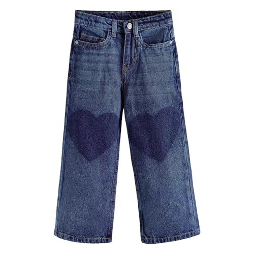 Hopscotch Girls Heart Fade Straight Fit Cotton Jean in Blue Color for Age (9-10 Years)