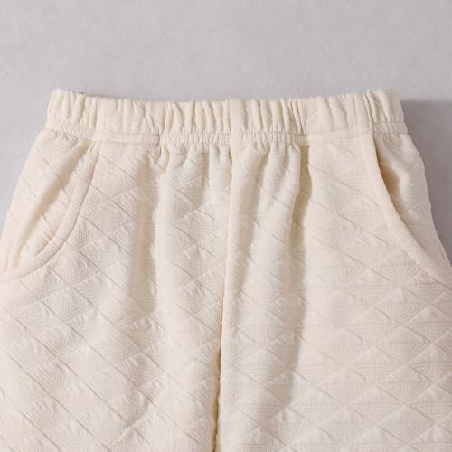 Hopscotch Girls Full Sleeves Beige 3-Pc Tulip Applique Ruffled Pant Set For Ages (4-5 Years)