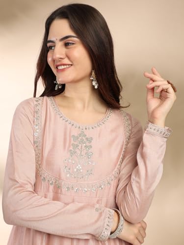 MOKOSH Women's Silk Kurta & Pant with Dupatta Set (417-03-XS_Rose Pink)