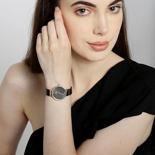 Daniel Klein Analog Black Round Dial Rose Gold Case Black Mesh Strap Water-Resistant Wrist Watch for Women Girls, Ladies DK11810-5