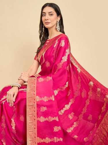 AKHILAM Women's Kanjivaram Woven Soft Silk Saree With Blouse Piece