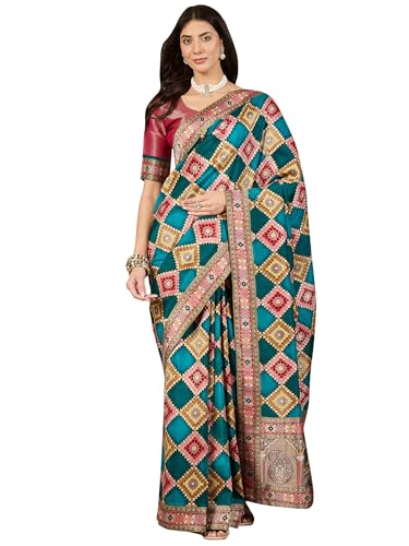 AKHILAM Women's Kanjivaram Woven Soft Silk Saree With Blouse Piece