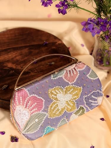THE TAN CLAN Riveria Multicolor Capsule Clutch | Colorful Evening Bag for Women | Party & Festive Clutch Purse