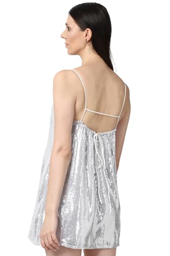 FOREVER 21 women's Polyester Classic Mini Dress (594519_Silver