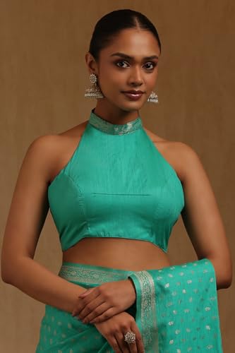 Soch Womens Light Green Viscose Silk Floral Zari Woven Saree