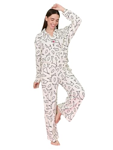 Sweet Dreams Women's Polyester Cartoon Pajama Set Pack of 2 (OCW-4263 SWAN White_XL)